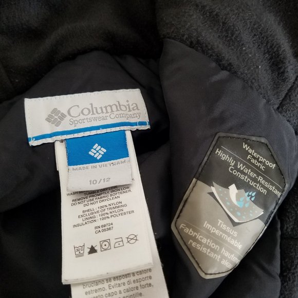 Columbia Boys Medium Black Ski Snow Pants Bib Bibs